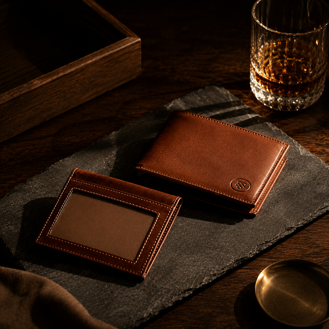 Phantom Wallet — rich brown leather with minimal stitching